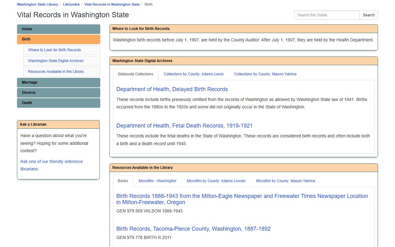 Adams County Birth Records - Washington State Library vital records guide
