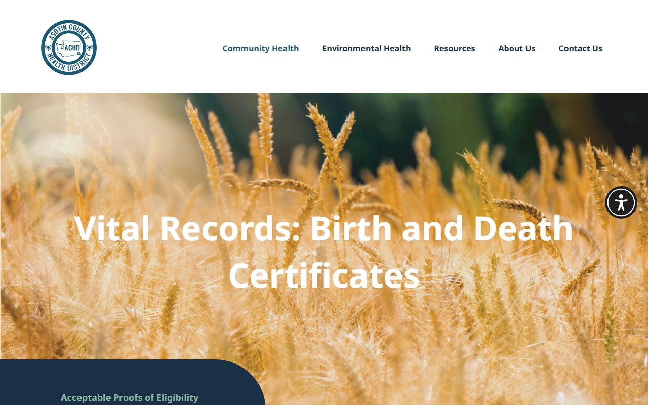 Asotin County Birth Records - Asotin County Health District vital records page