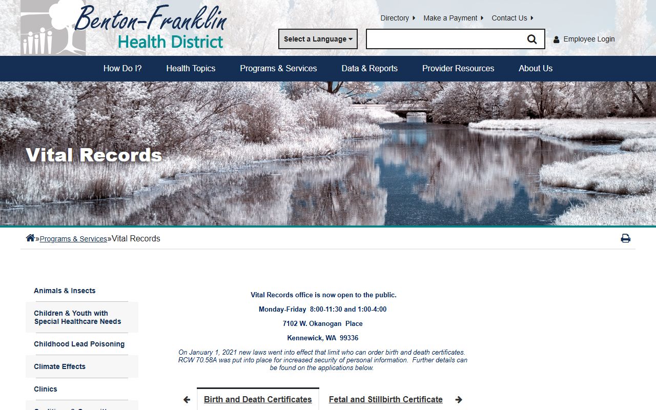 Benton County Birth Records - Benton-Franklin Health District vital records