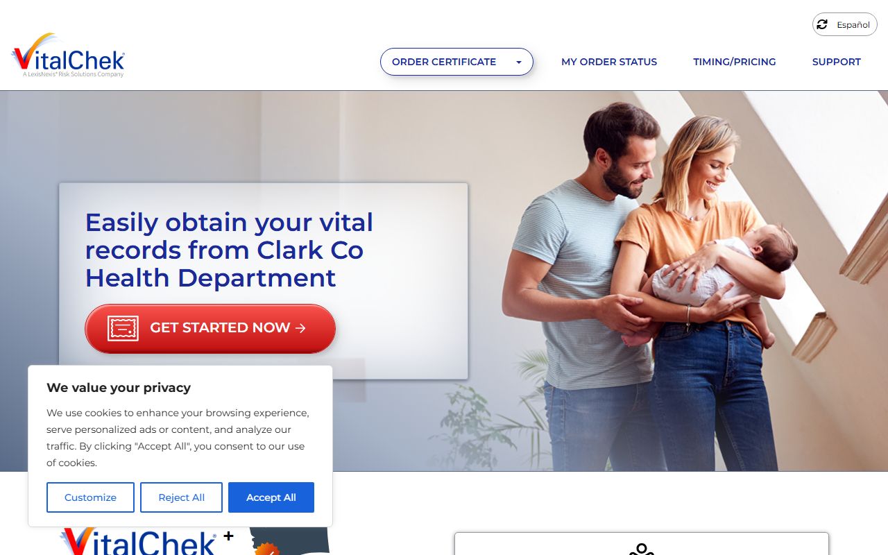 Clark County Birth Records - VitalChek online ordering for Clark County Health Department