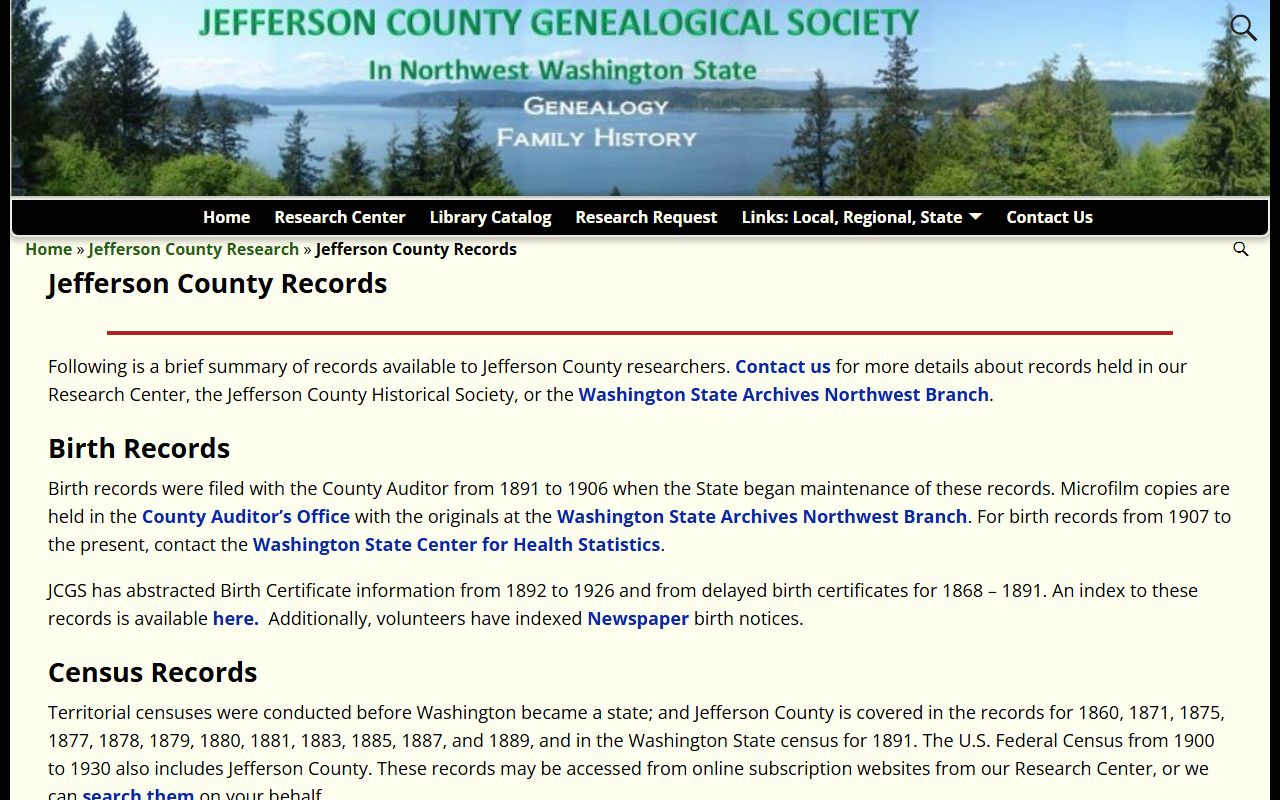 Jefferson County Birth Records - Historical Society Resources