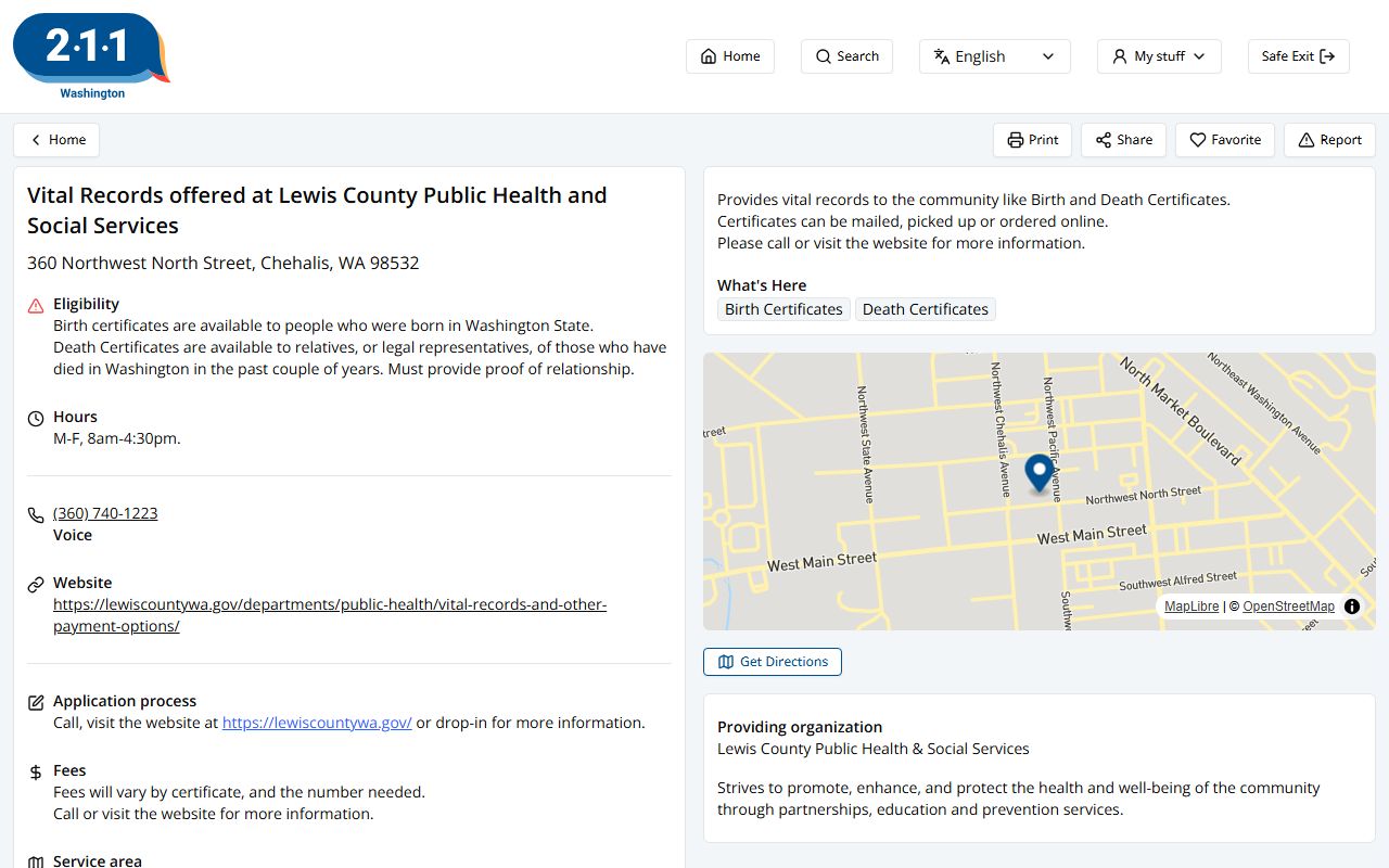 Lewis County Birth Records - WA211 Community Resource Listing