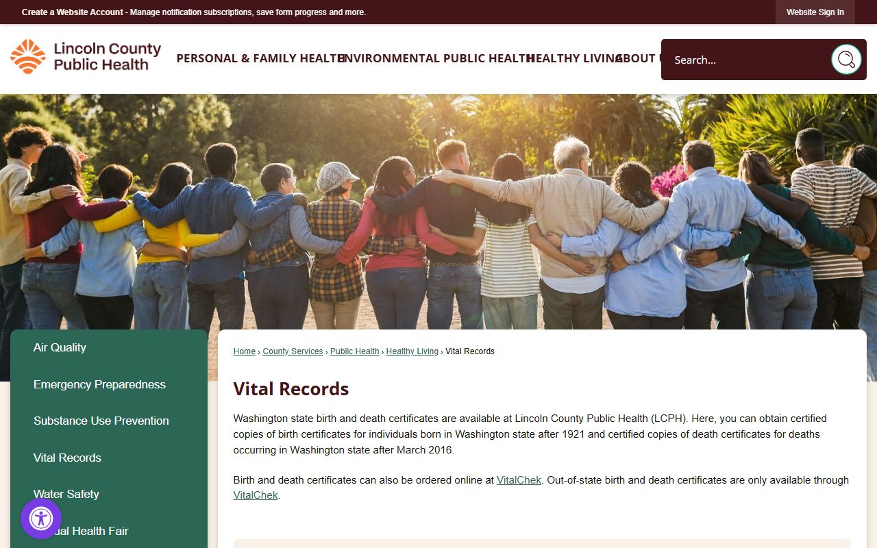 Lincoln County Birth Records - County Health Department Vital Records