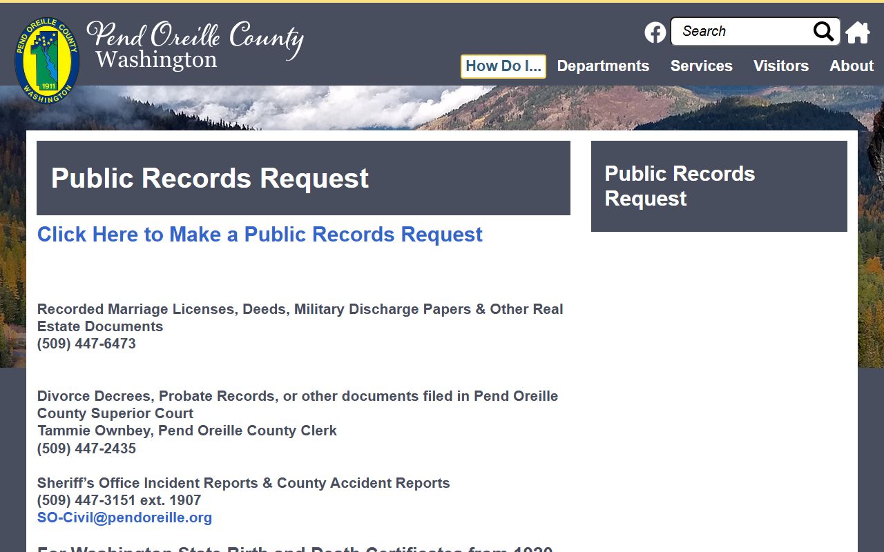 Pend Oreille County Birth Records - County Public Records Request