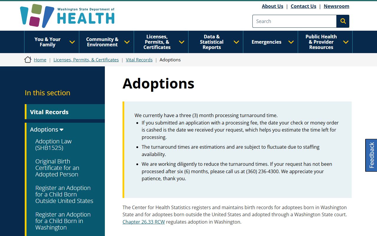 Washington Birth Records - Adoption Services for Birth Certificates